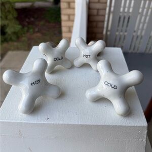 Vintage White Porcelain Cross Hot Cold Faucet Handle Sets for Sink and Tub